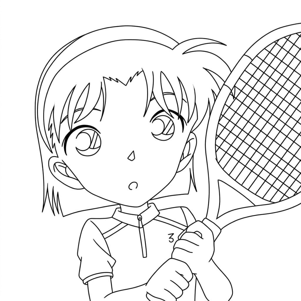 Coloriage Ayumi Yoshida jouer au tennis