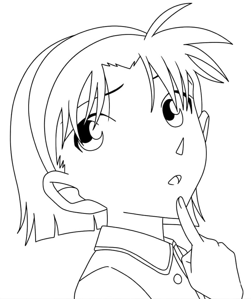 Coloriage Ayumi Yoshida pensée