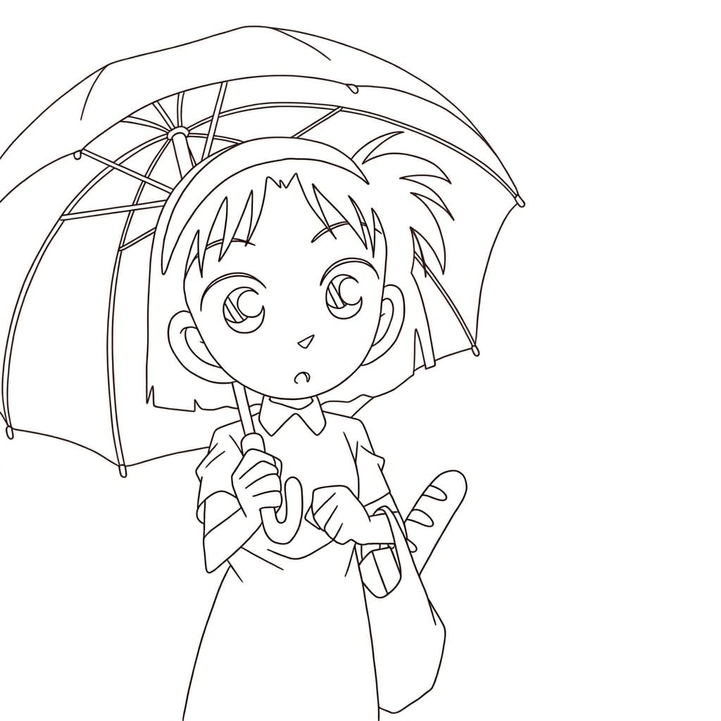Coloriage Ayumi Yoshida sous la pluie