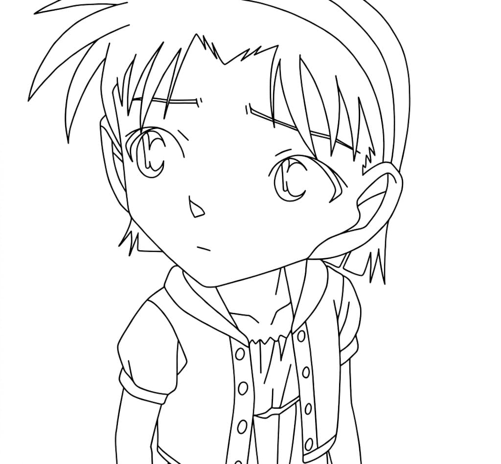 Coloriage Ayumi Yoshida triste
