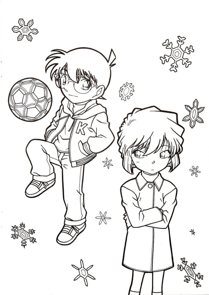 Coloriage Conan avec Ai Haibara