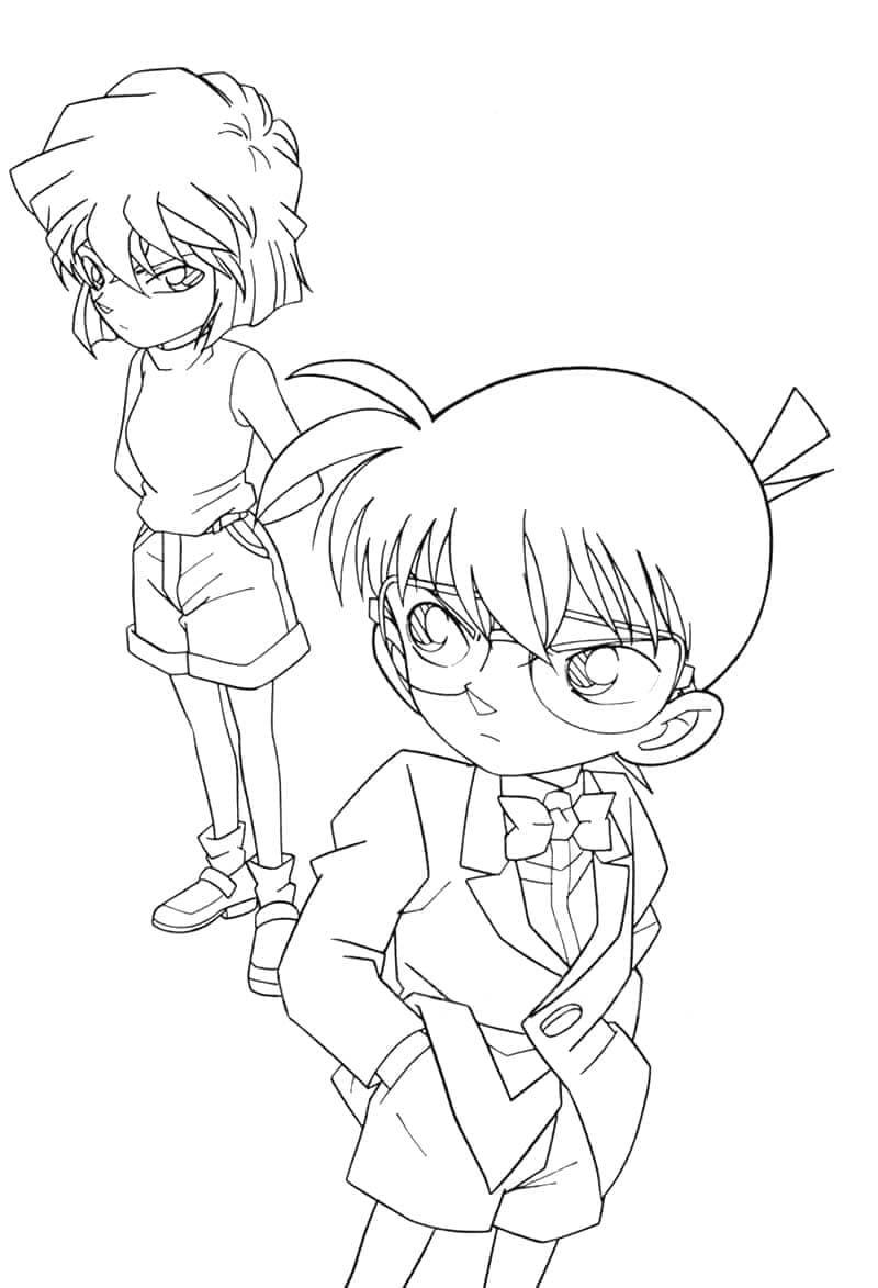 Coloriage Conan et Haibara