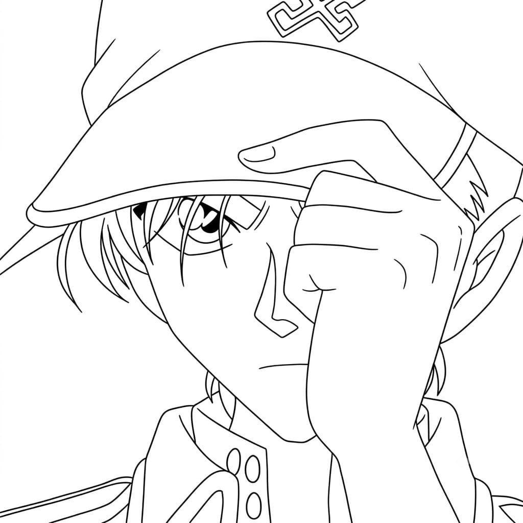 Coloriage Heiji Hattori a le visage froid