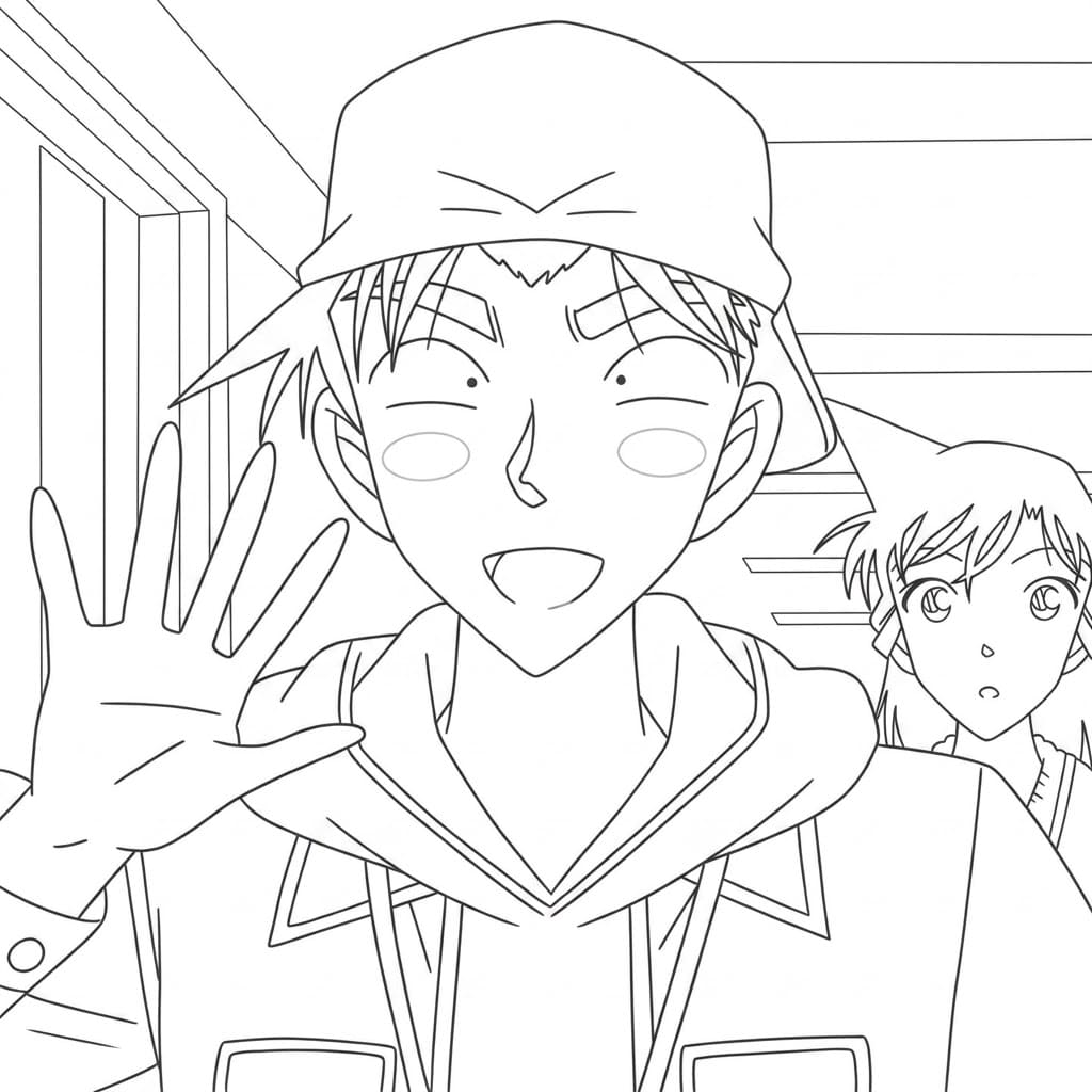 Coloriage Heiji Hattori Drôle