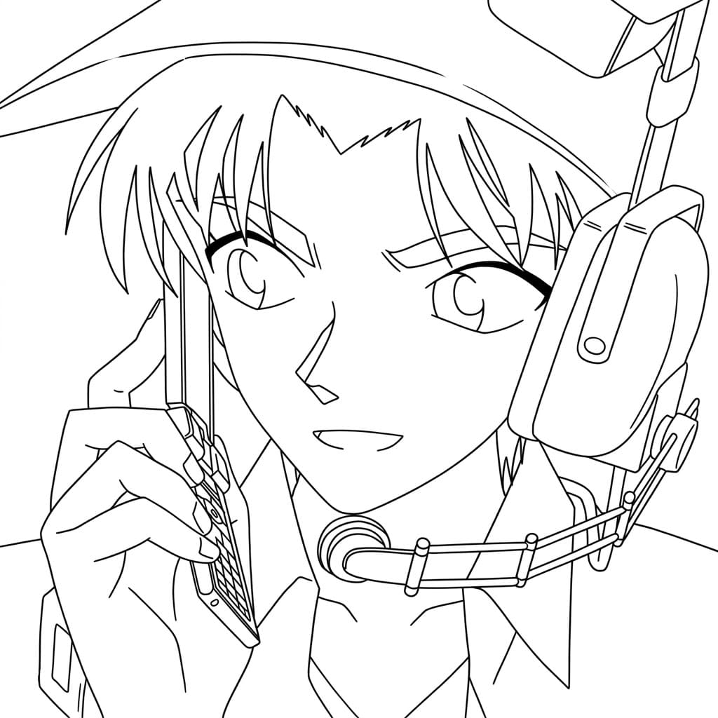 Coloriage Heiji Hattori heureux