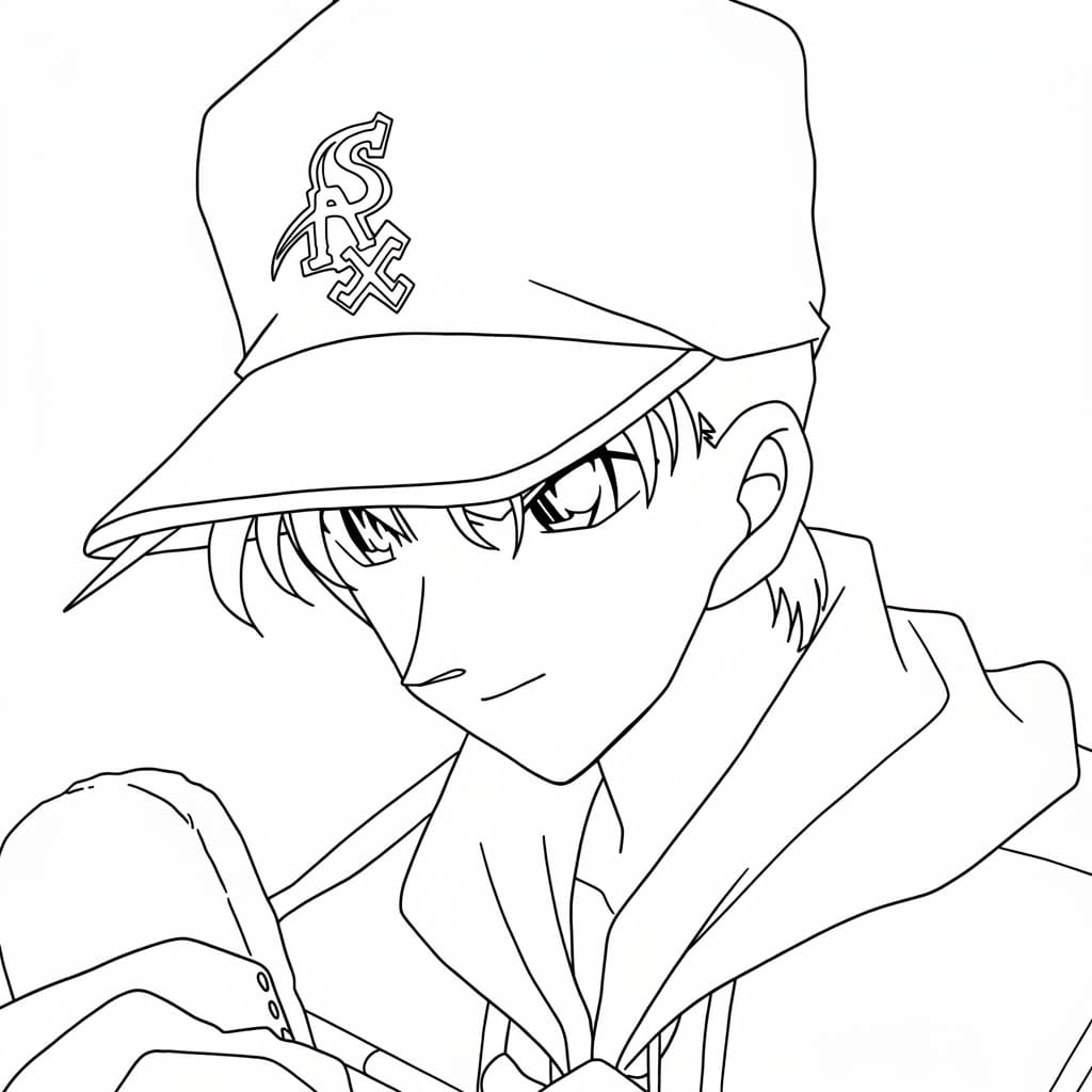 Coloriage Heiji Hattori regarde un téléphone