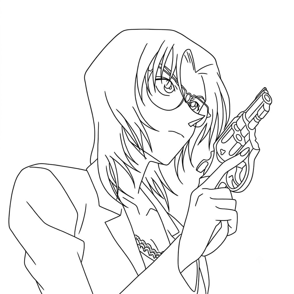 Coloriage Jodie Starling avec un pistolet