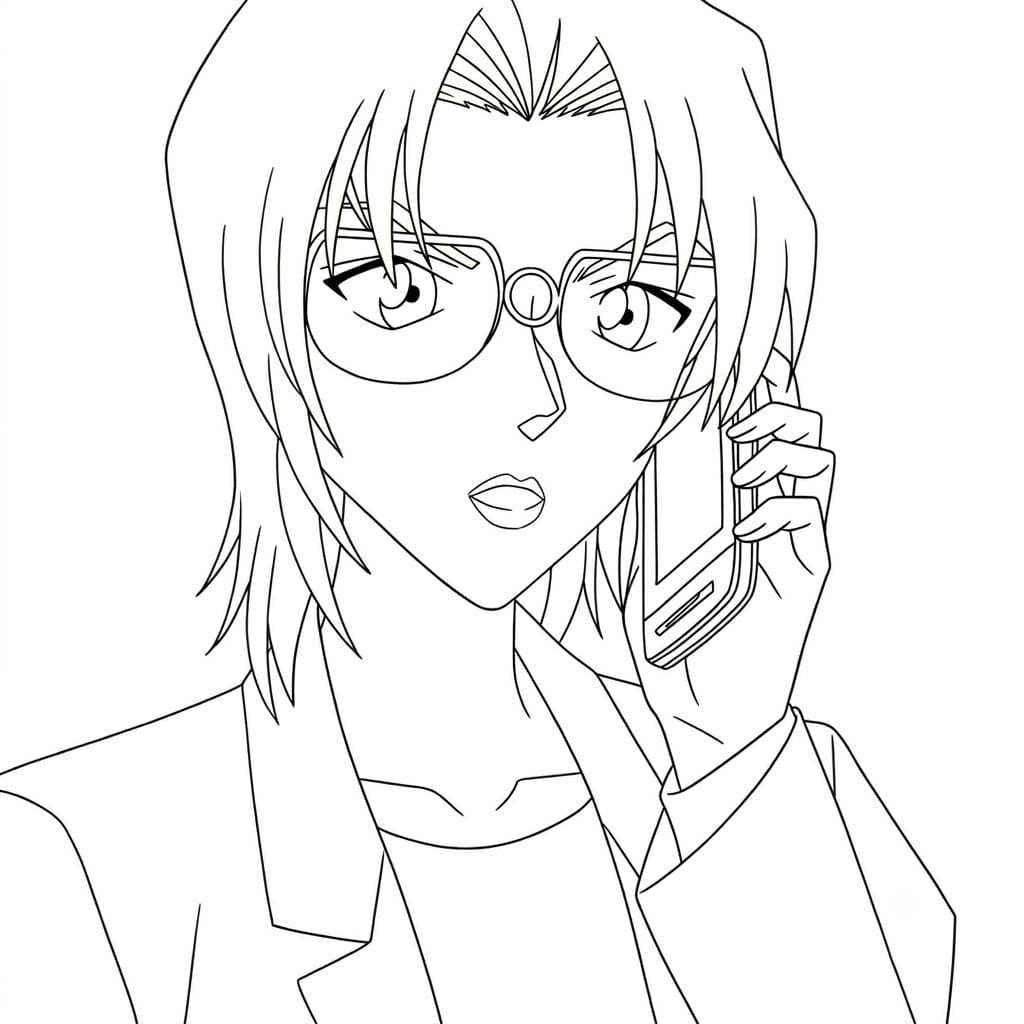 Coloriage Jodie Starling écoute au téléphone