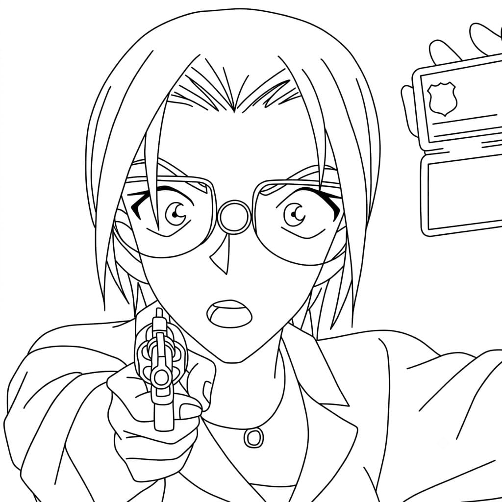 Coloriage Jodie Starling tenant un pistolet