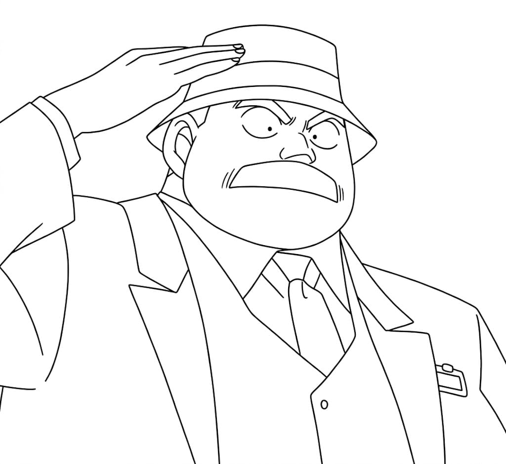 Coloriage Juzo Megure a obéi à l'ordre