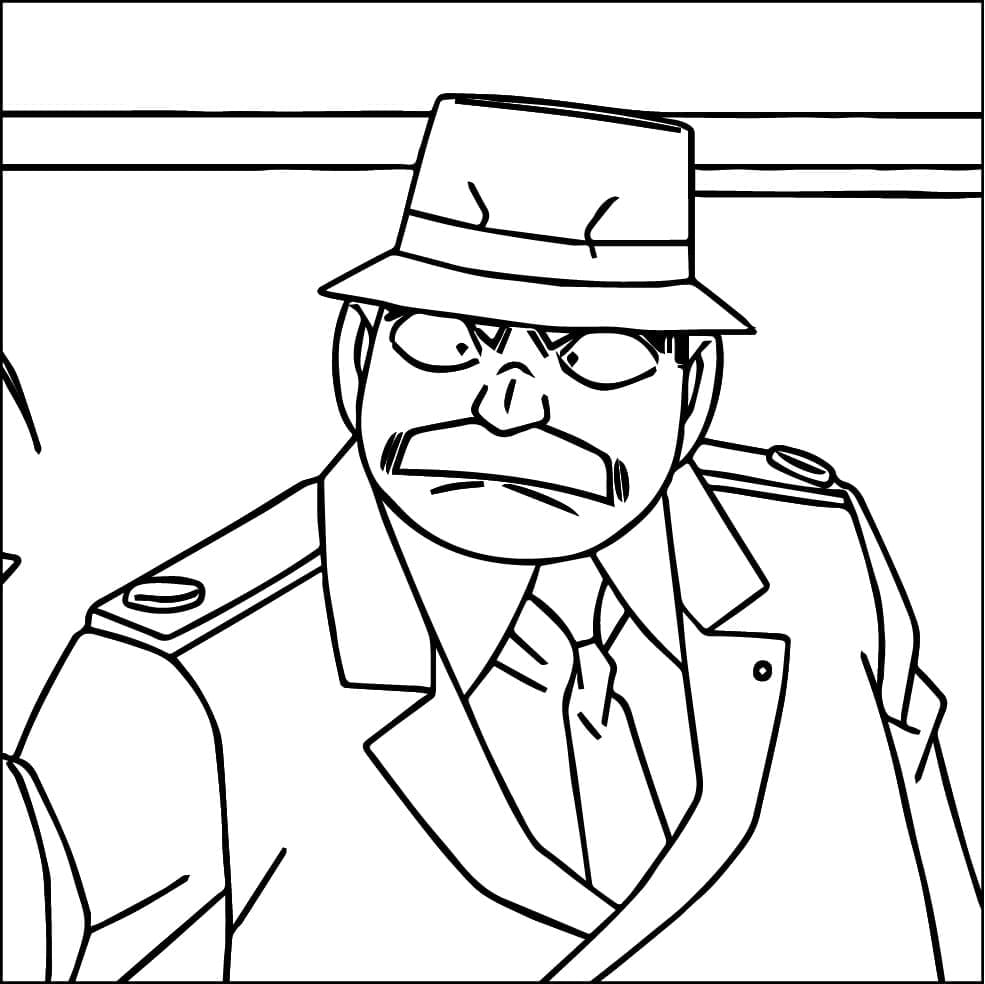 Coloriage Juzo Megure de Anime Detective Conan