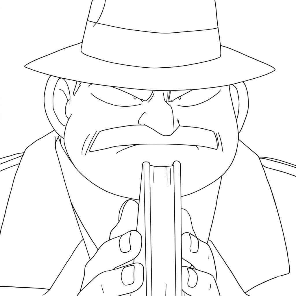 Coloriage Juzo Megure et le livre