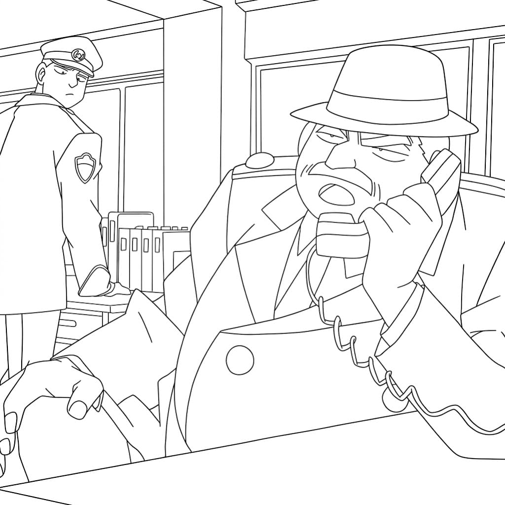 Coloriage Juzo Megure occupé