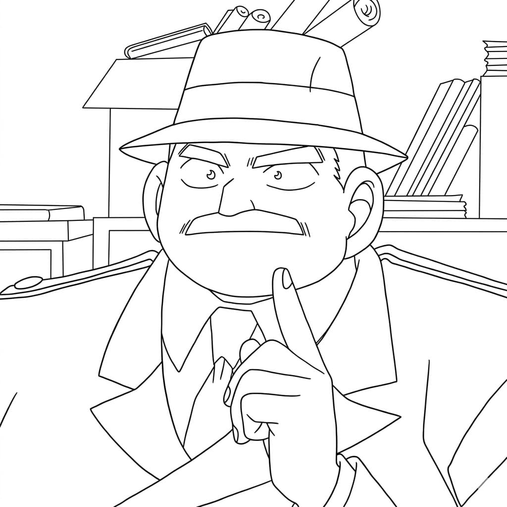 Coloriage Juzo Megure pense