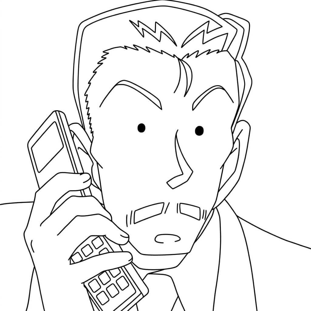 Coloriage Kogoro Mouri avec téléphone