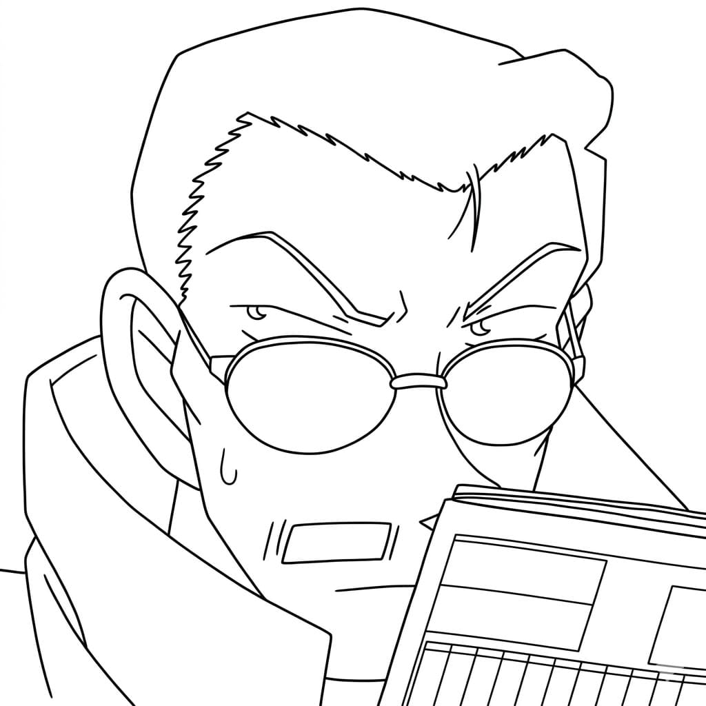 Coloriage Kogoro Mouri lit le journal