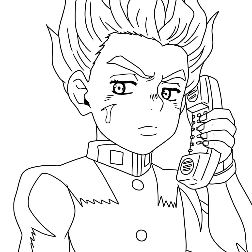 Coloriage Koichi Hirose Écouter le téléphone