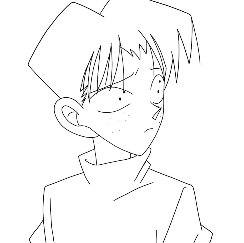 Coloriage Mitsuhiko Tsuburaya est triste