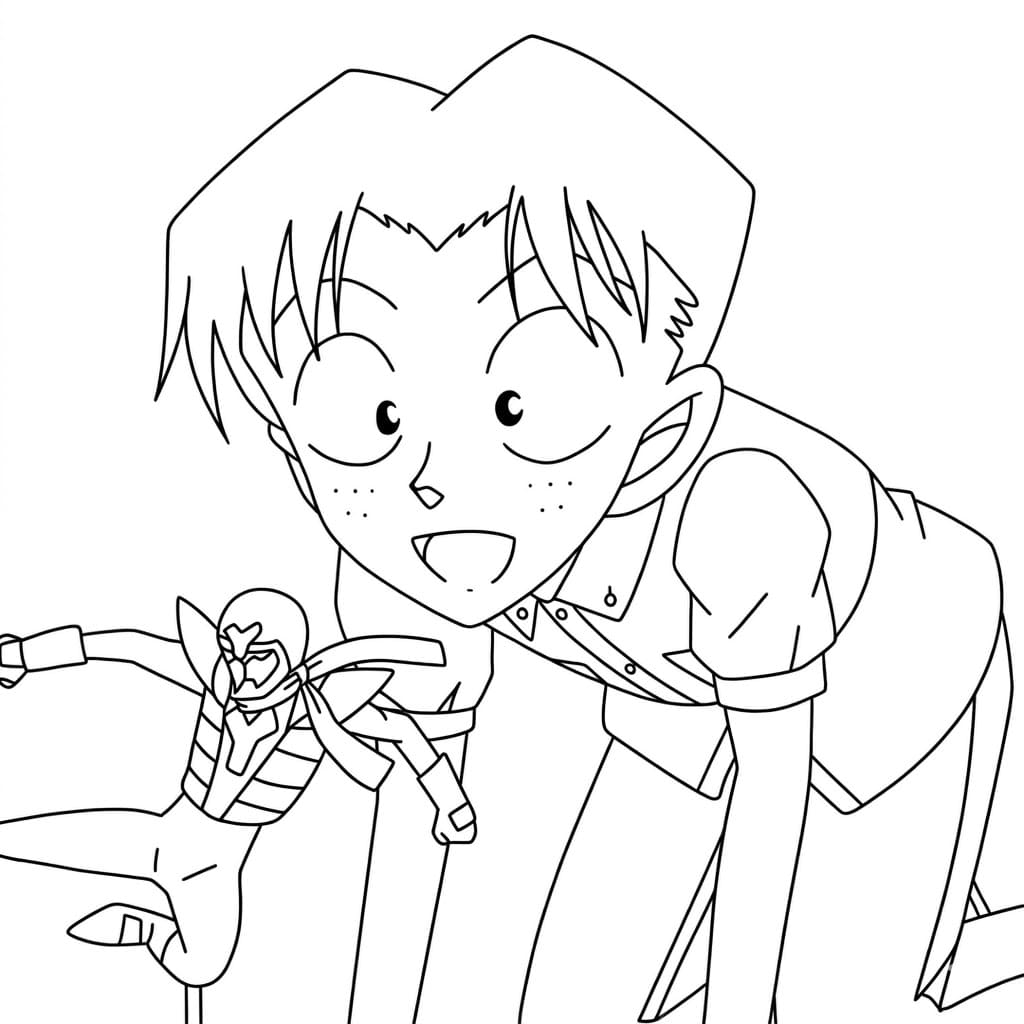 Coloriage Mitsuhiko Tsuburaya était curieux