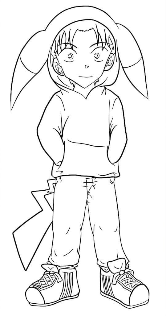 Coloriage Mitsuhiko Tsuburaya Pikachu