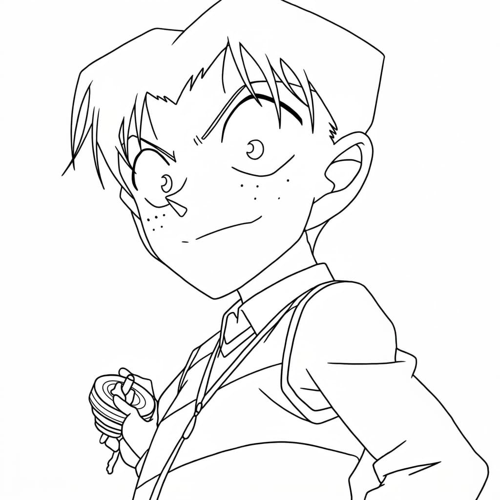 Coloriage Mitsuhiko Tsuburaya sourit