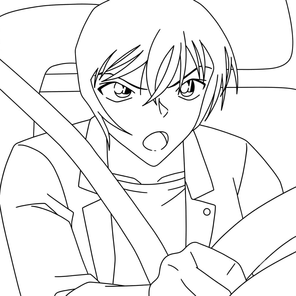 Coloriage Miwako Sato conduit une voiture