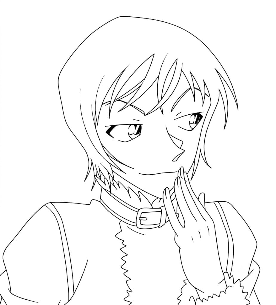 Coloriage Miwako Sato esquissa un léger sourire