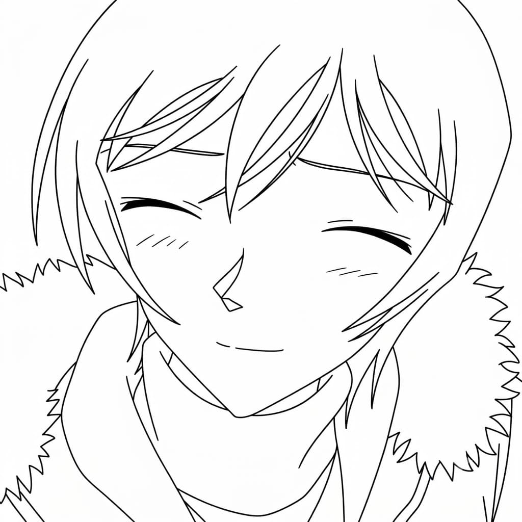 Coloriage Miwako Sato esquissa un sourire