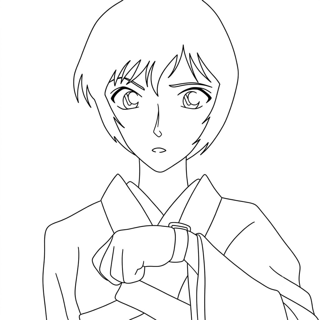 Coloriage Miwako Sato porte un pyjama