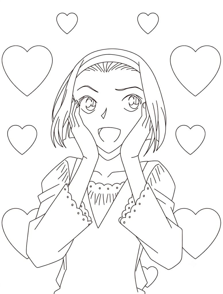 Coloriage Sonoko Suzuki est amoureuse