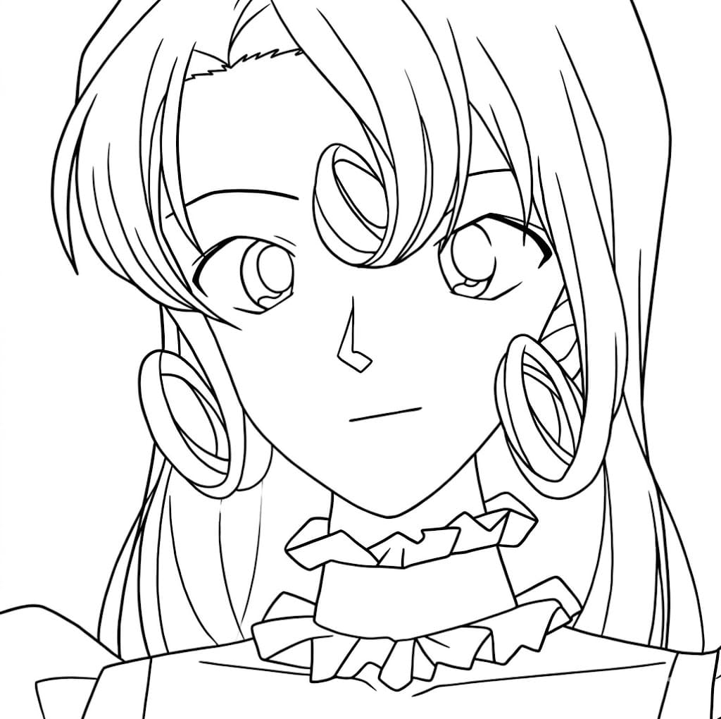 Coloriage Yukiko Kudo esquissa un léger sourire