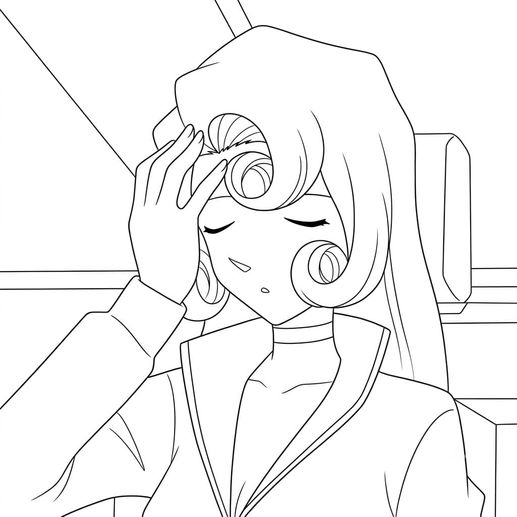 Coloriage Yukiko Kudo est fatiguée