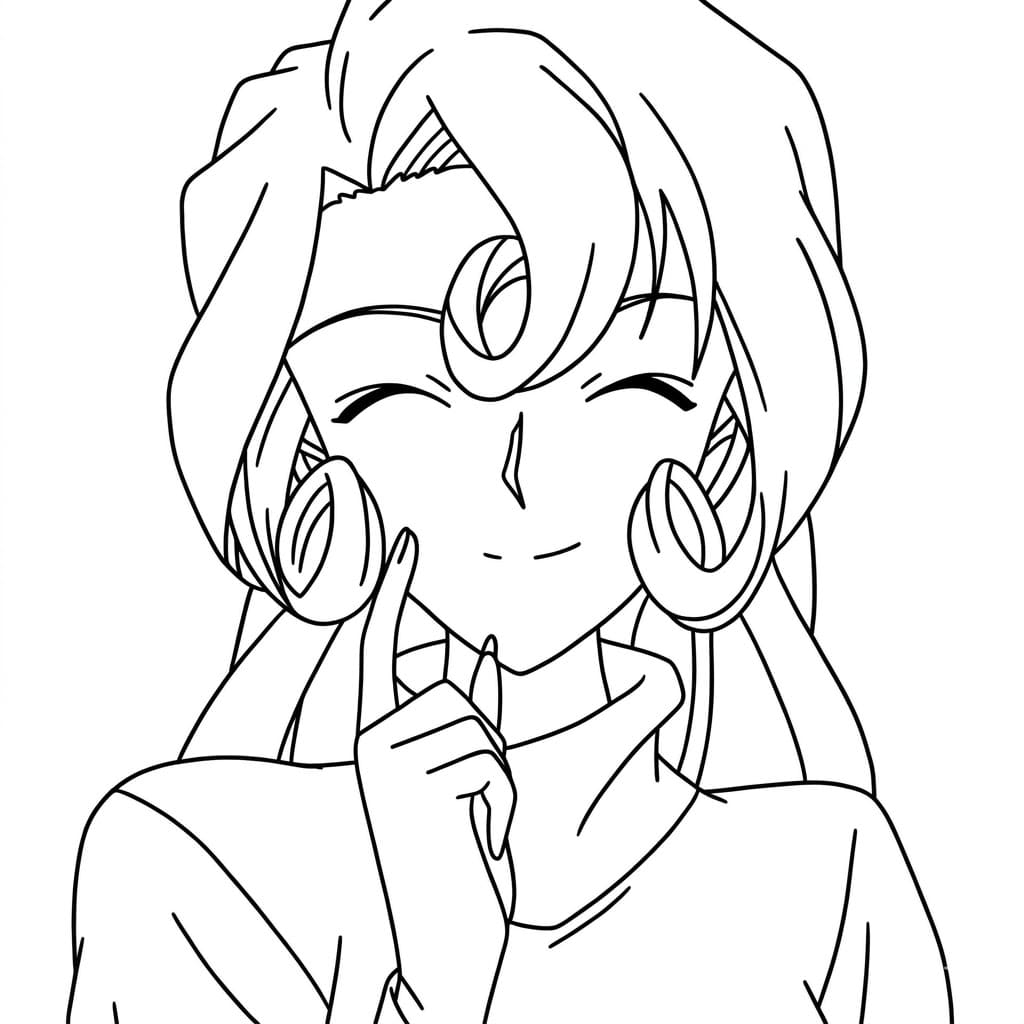 Coloriage Yukiko Kudo est heureuse