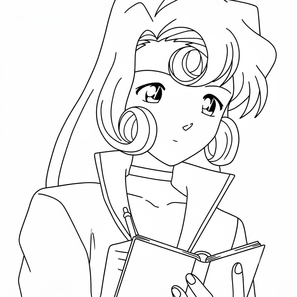 Coloriage Yukiko Kudo lit un livre